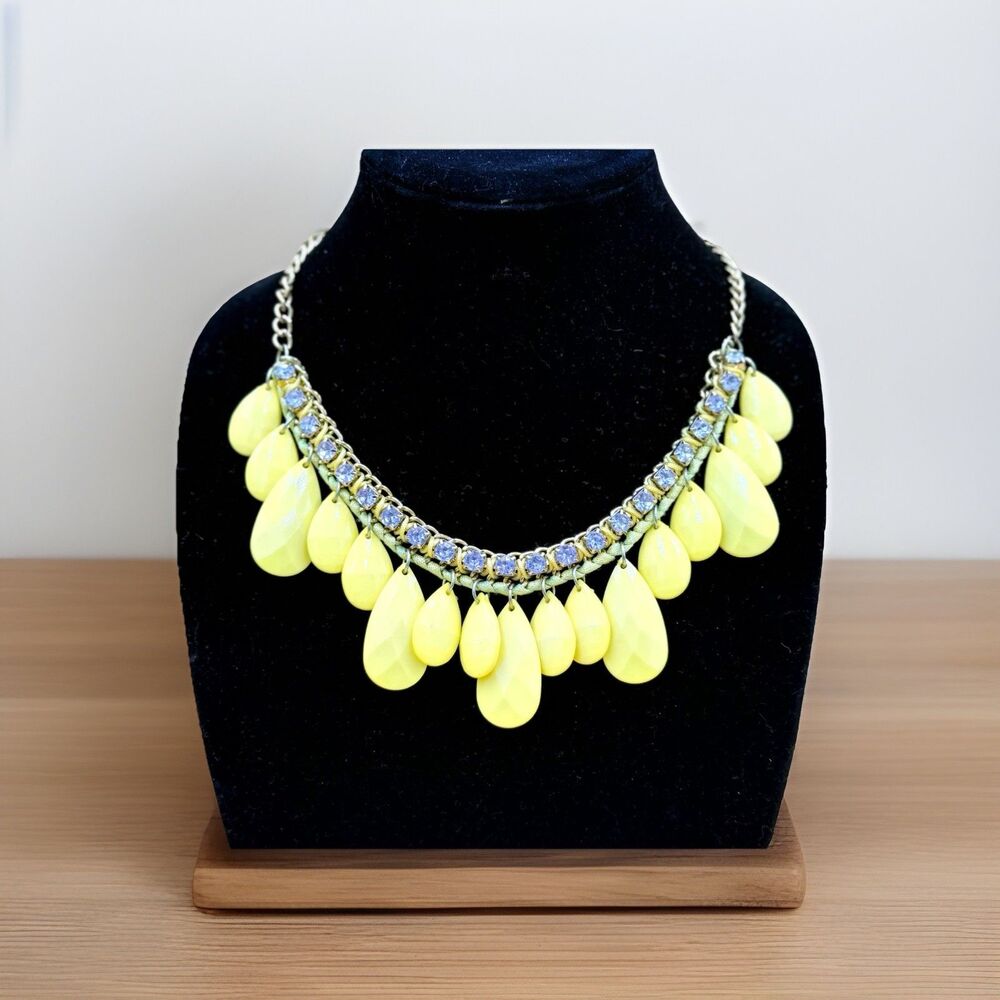 Statement Necklace Goldtone Rhinestone Beaded Retro Cocktail Midcentury Classic